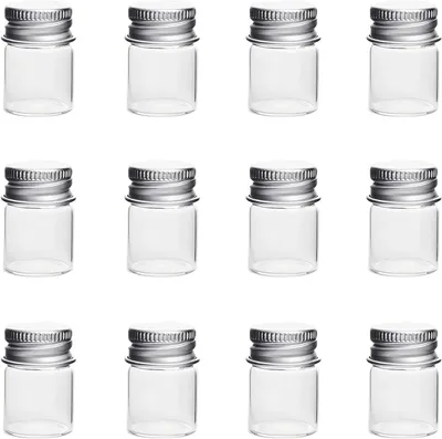 Zdjęcie produktu dla Mini Szklane Butelki 5 ml, 12 Sztuk, Aluminiowa Zakrętka, Do Dekoracji, Ślubu, Użycia Kreatywnego
