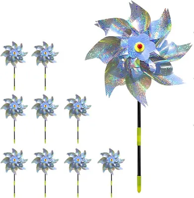 Produktbild von Windmühle Vogelabwehr 10 Stück, reflektierend, für Garten, Kunststoff