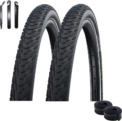 Obrázok produktu pre 2x Schwalbe Marathon E-Plus Smart D-Guard E-50 čierny reflexný 37-622 +2xSchwalbe duše AV17 vrátane montpák