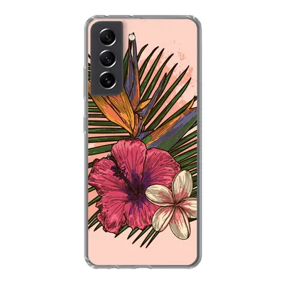 Produktbild von MuchoWow® Handyhülle Schutzhülle Hülle für Samsung Galaxy S21 FE Blumen - Tropisch - Rosa Silikon Softcase Handy Hülle - Mobiltelefonhülle