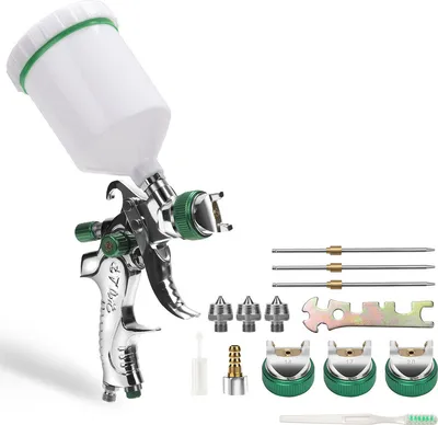 Obrázok produktu pre TolleTour 2X HVLP striekacia pištoľ na farbu 600 ml profesionálne striekacie pištoľové trysky (1,4/1,7/2,0 mm) Gravitačná pištoľ