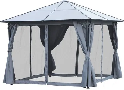 Produktbild von Outsunny Pavillon Gartenpavillon Partyzelt inkl. Seitenteile PC-Dach Aluminium 3 x 3 m 84C-048