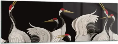 Produktbild von Bilder auf glas - Einteilig - Kraniche Vögel Grafiken - 160x50cm - Glasbilder - Wandbilder - Bilder - zum Aufhängen bereit - Wanddekoration aus Glas - Glas Bilder - Wandbild auf Glas - GAB160x50-4748