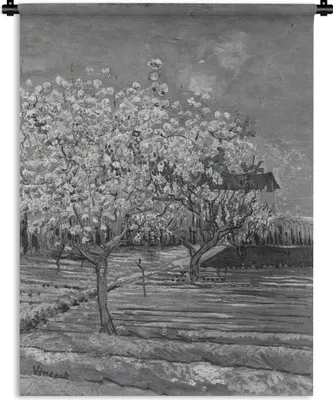 Produktbild von MuchoWow® Wandteppich Wandbehang Mandelblüte - Vincent van Gogh - Schwarz - Weiß 60x80 cm Tapisserie Dekoration Wandtuch - Decke - Wandtücher - Wohne