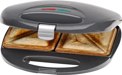 Immagine prodotto di Macchina per sandwich Clatronic con piastre triangolari per sandwich | Tostapane per sandwich con controllo automatico della temperatura e rivestimento antiaderente | Macchina per sandwich con sistema di bloccaggio | ST 3477 grigio