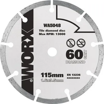Obrázek produktu pro Diamantový řezný kotouč Ø 115x9,5 mm Worx