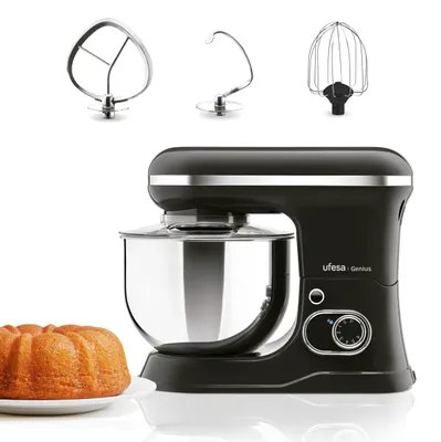 Knetmaschine 1200W, 5L Edelstahl, 6+Gang, 3 Zubehör, BPA-frei