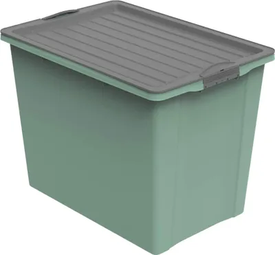 Produktbild von Rotho Aufbewahrungsbox mit Rollen 70L COMPACT ECO - Kunststoffbox je 57,0 x 39,5 x 43,5 cm - Stapelbox mit Deckel - Boxen sicher verschliessbar