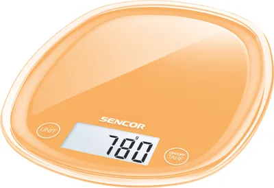 Obrázok produktu pre SENCOR SKS 33OR Kuchynská váha, dotykové ovládanie, LCD displej, Tara, postupné dovažovanie, váživosť do 5 kg, oranžová