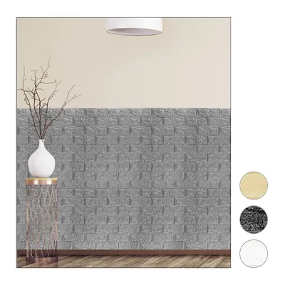 Produktbild von relaxdays 10026763_1061 relaxdays   Wandpaneel selbstklebend grau