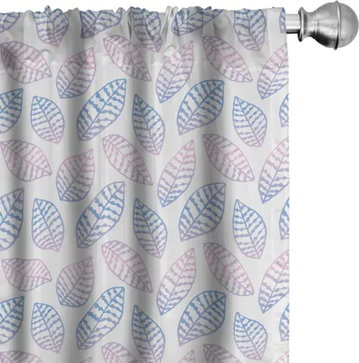 Produktbild von ABAKUHAUS Blätter Vorhänge, Gardinen, Abstrakte Botanik Leaf Designs Muster, 2 Stück 75 x 175 cm, Baby Pink Ceil Blau