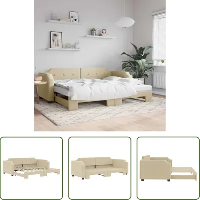 Produktbild von The Living Store Tagesbett Ausziehbar Creme 90x200 cm Stoff