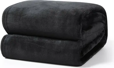 Produktbild von Kuscheldecke 220x240 cm Schwarz Wohndecke Flauschige Winter Decke Sofadecke Fleecedecke