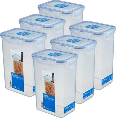 Produktbild von LocknLock 6er SET HPL809 Vorratsdosen - Frischhaltedosen 1,3 Liter - Maße (LxBxH): 135 x 102 x 185 mm - Geeignete Dosen zum Einfrieren und Mikrowelle - Lock and Lock Dosen Food Box Meal-Prep-Boxen