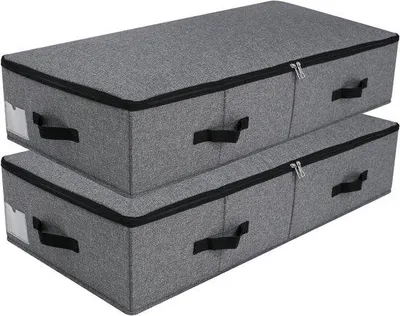 Immagine prodotto di Contenitore pieghevole da mettere sotto il letto, 90x42x18 cm, nero-grigio, 2 pezzi, in plastica
