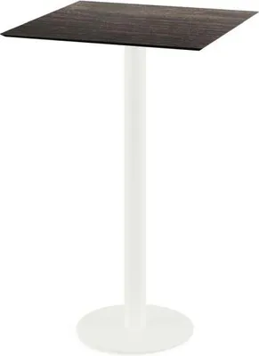 Image de Table de bar Urban, structure blanche et plateau en stratifié haute pression (HPL) effet bois lavé, 70 x 70 cm, 1 pièce