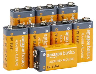 Immagine prodotto di A. Batterie alcaline, 9 V, 9 V/6LR61, conservabili per 5 anni, adatte per rilevatori di fumo/monossido di carbonio