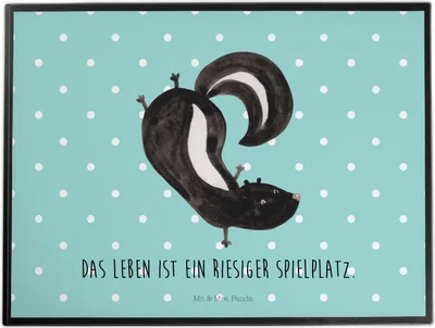 Produktbild von Mr. & Mrs. Panda schreibtischunterlage Stinktier Handstand - Türkis Pastell - Geschenk, Skunk, Spielplatz, schreibtischauflagen, bastelunterlagen, Raubtier, Stinker