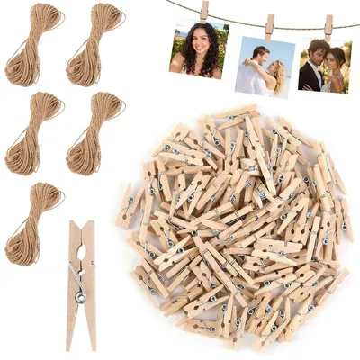 Productafbeelding van Houten klemmetjes - 100 stuks - Voor knutselen en bevestigen - 3,5 cm