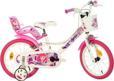 Produktbild von Dino Bikes Kinderfahrrad 16" Weiß mit rosa Aufdruck