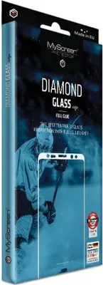 The image shows the packaging for a screen protector, with a graphic of a person and a smartphone on the front.