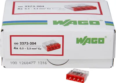 Produktbild von WAGO 2273-204 COMPACT-Verbindungsdosenklemme max. 2,5 mm² 4 Leiter Profi-Pack: 100 Stück