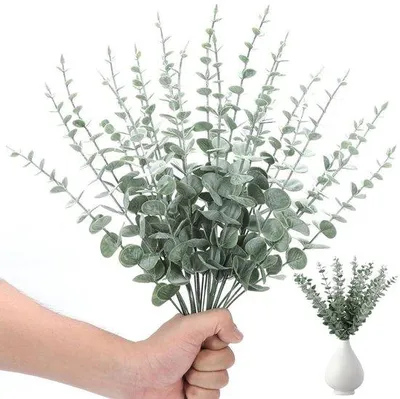 Obrázek produktu pro Umělé stonky eukalyptu, 30 kusů, 38 cm, velká cínie, do zahrady, na oslavu, jako dekorace do domu