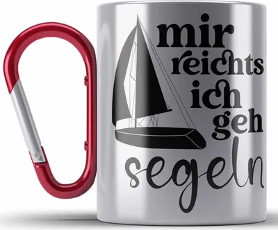 Produktbild von Trendation - Lustiges Segler Segelboot Edelstahl Tasse Karabiner mit Spruch Karabiner Edelstahl Tasse Karabiner Edelstahl für Segler als Geschenkidee (Rot)