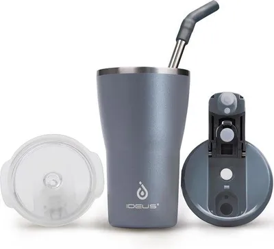 Immagine prodotto di Tazza da viaggio, 420 ml, acciaio inossidabile, grigio, a doppia parete, a tenuta stagna