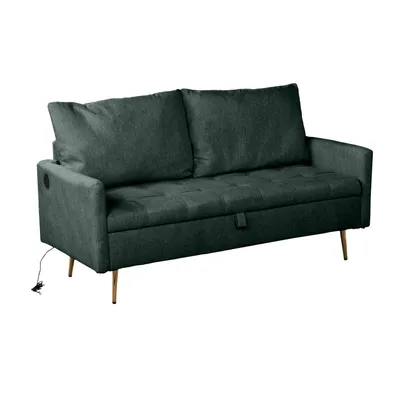 Image de Meubles Cosy Canapé 2 places en tissu vert style scandinave - AHBARM