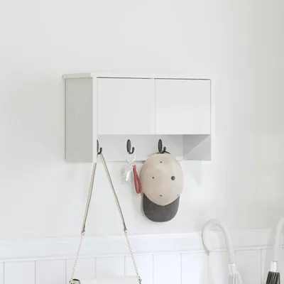 Image de Table de chevet murale exclusive - Support mural blanc, 50 x 20 x 30 cm