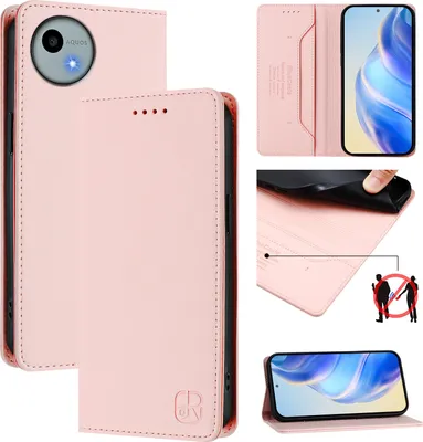 Produktbild von Lederhülle für Sharp Aquos Wish 4 /SH-52E Hülle Flip Brieftasche Kartenfächern Ständer Schutzhülle Pink