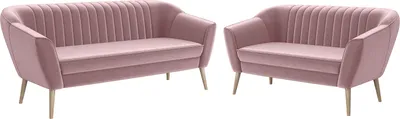 Produktbild von MEBLINI Mini Sofa Set 3-2 für Wohnzimmer - Mini Lounge für fünf Personen - Küchensofa - Sofa Klein - Sitzgarnitur - Polstergarnitur - Sofagarnituren - KAIA - 3+2 - Rosa Samt