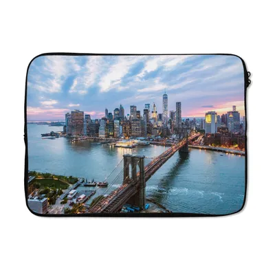 Produktbild von MuchoWow® Laptop Hülle 13 Zoll New Yorker Skyline an der Brooklyn Bridge Laptoptasche - Laptophülle - Sleeve - Rundumschutz