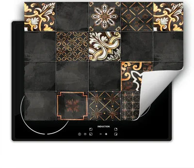 Produktbild von DarHaus Herdabdeckplatte 80x52 cm Anti Rutsch Matte Aufrollbar, grau - Mosaik
