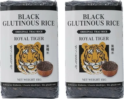 Produktbild von Royal Tiger schwarzer Klebreis, 2x 1kg Beutel, Klebereis aus Thailand