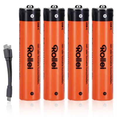 Image de Piles AAA, batteries rechargeables Rollei, batterie lithium-ion avec charge rapide USB-C