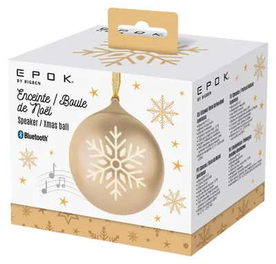 The image shows the packaging of a Christmas ornament speaker.