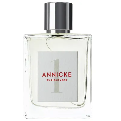 A clear, front-facing studio shot of a bottle of Eight & Bob Annicke 1 Eau de Parfum.