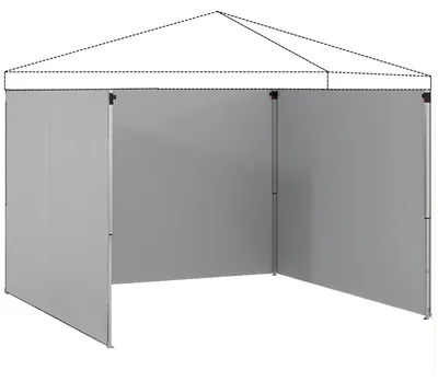 Obrázok produktu pre 3-dielne bočné steny so zipsom pre pavilón o rozmeroch 3 x 3 m | Farba: svetlosivá | Rozmery: 300 x 200 cm