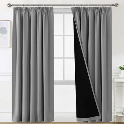 Verdunkelungsvorhänge 2er-Set 140x260 cm, grau, schalldämmend