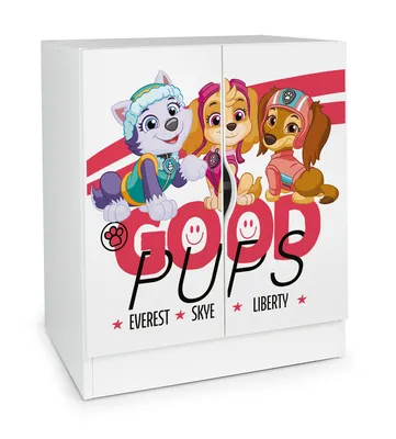Produktbild von Furni Masters Kommode Kinderschrank 60 cm breit mit Paw Patrol Charaktere Everest Skye Liberty Mehrzweckschrank für Kinderzimmer