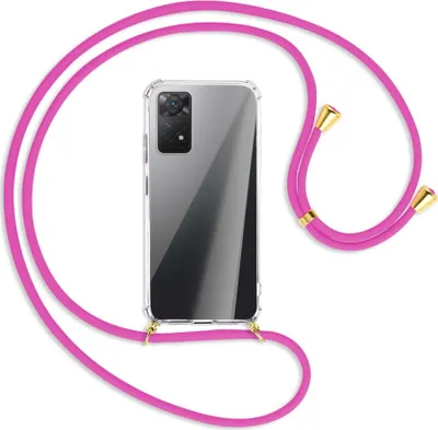 Produktbild von Handykette Backcover-Schutzhülle mit Band (Metall goldfarben) für Xiaomi Redmi Note 11 Pro 4G/5G (EU) - hot pink