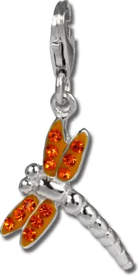 Produktbild von SilberDream orange Charm Libelle Zirkonia 925 Silber Charms-Anhänger GSC534O