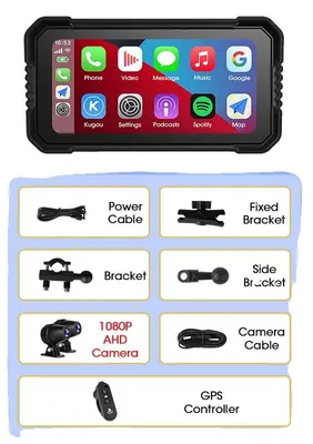 Zdjęcie produktu dla Nawigacja GPS do motocykli, bezprzewodowe CarPlay, Bluetooth 5.0, MT Pro