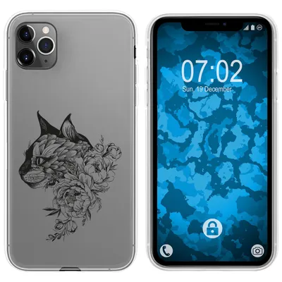 Produktbild von PhoneNatic Case kompatibel mit Apple iPhone 11 Pro Max Silikon-Hülle Floral Katze M2-1