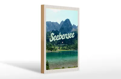 Produktbild von Holzschild Reise 20x30cm Seebensee Österreich Wald Natur See