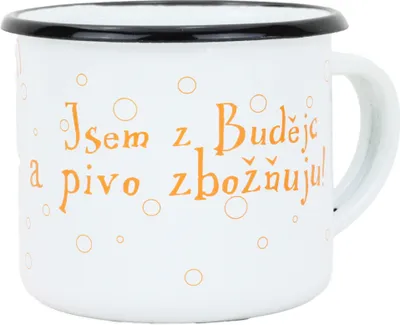 Produktbild von Emaillebecher 8 cm/0,35l, weiß „Bier“ im Karton