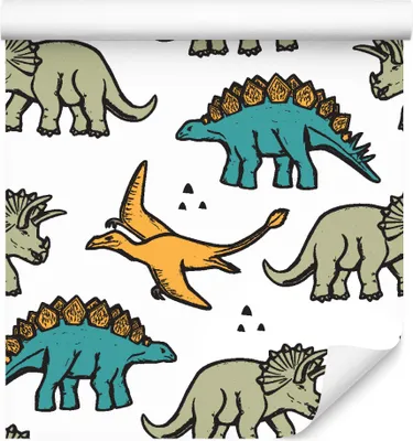 Produktbild von 10m VLIES TAPETE Rolle Kinderzimmer Wildtiere Dinosaurier Vügel Natur XXL