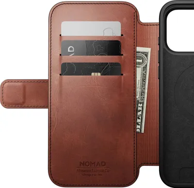Immagine prodotto di Custodia per cellulare con sportello per iPhone 17 Pro Max, Nomad Modern Leather Folio Horween Series con MagSafe, marrone